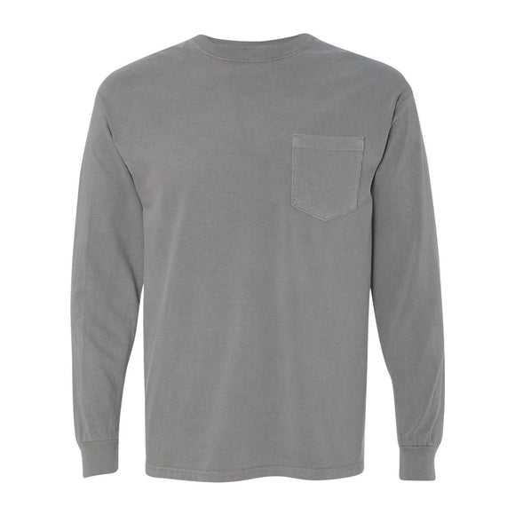 4410 Comfort Colors Garment-Dyed Heavyweight Long Sleeve Pocket T-Shirt Grey