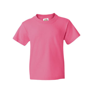 3930BR Fruit of the Loom HD Cotton Youth Short Sleeve T-Shirt Neon Pink