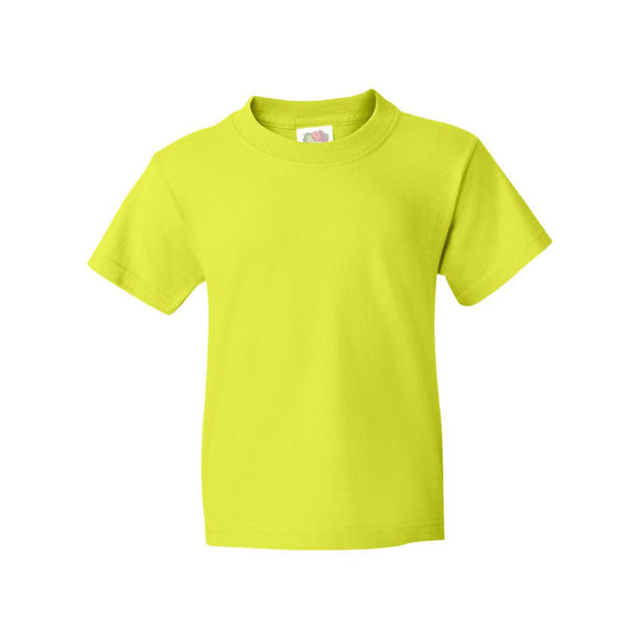 3930BR Fruit of the Loom HD Cotton Youth Short Sleeve T-Shirt Safety Green