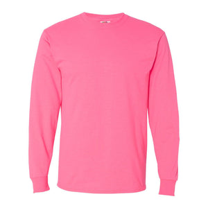 4930R Fruit of the Loom HD Cotton Long Sleeve T-Shirt Neon Pink