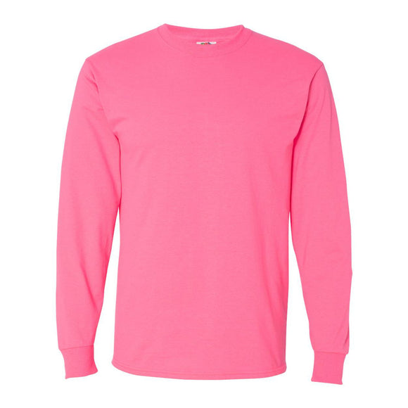 4930R Fruit of the Loom HD Cotton Long Sleeve T-Shirt Neon Pink