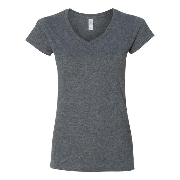 64V00L Gildan Softstyle® Women’s V-Neck T-Shirt Dark Heather