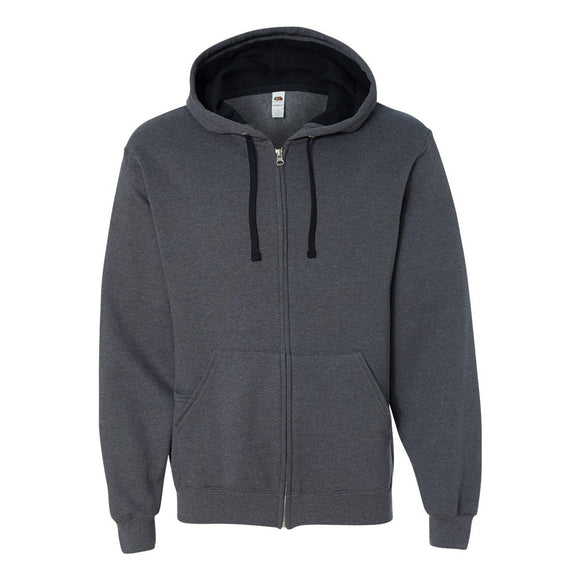 SF73R Fruit of the Loom Sofspun® Hooded Full-Zip Sweatshirt Charcoal Heather