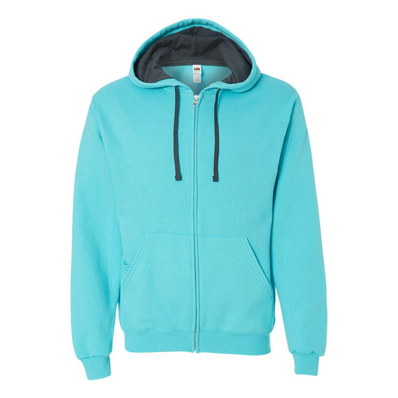 SF73R Fruit of the Loom Sofspun® Hooded Full-Zip Sweatshirt Scuba Blue