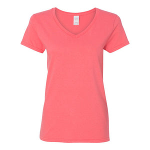 5V00L Gildan Heavy Cotton™ Women’s V-Neck T-Shirt Coral Silk