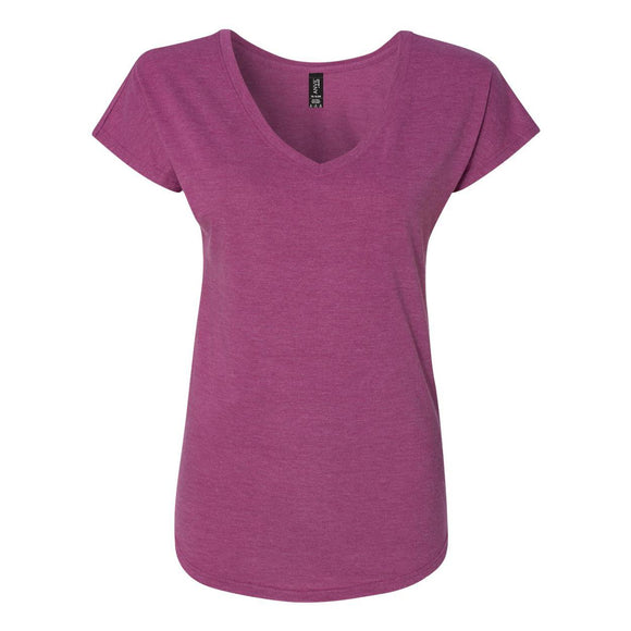 6750VL Anvil Women’s Triblend V-Neck T-Shirt Heather Raspberry