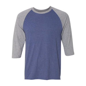 6755 Anvil Triblend Raglan Three-Quarter Sleeve T-Shirt Heather Blue/ Heather Grey