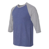 6755 Anvil Triblend Raglan Three-Quarter Sleeve T-Shirt Heather Blue/ Heather Grey