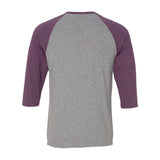 6755 Anvil Triblend Raglan Three-Quarter Sleeve T-Shirt Heather Grey/ Heather Aubergine