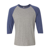 6755 Anvil Triblend Raglan Three-Quarter Sleeve T-Shirt Heather Grey/ Heather Blue