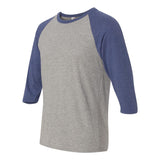 6755 Anvil Triblend Raglan Three-Quarter Sleeve T-Shirt Heather Grey/ Heather Blue