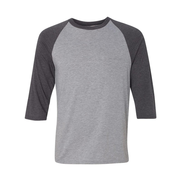 6755 Anvil Triblend Raglan Three-Quarter Sleeve T-Shirt Heather Grey/ Heather Dark Grey