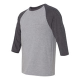 6755 Anvil Triblend Raglan Three-Quarter Sleeve T-Shirt Heather Grey/ Heather Dark Grey