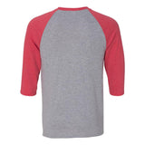 6755 Anvil Triblend Raglan Three-Quarter Sleeve T-Shirt Heather Grey/ Heather Red