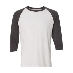 6755 Anvil Triblend Raglan Three-Quarter Sleeve T-Shirt White/ Heather Dark Grey