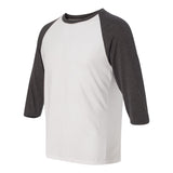 6755 Anvil Triblend Raglan Three-Quarter Sleeve T-Shirt White/ Heather Dark Grey