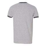 988 Anvil Lightweight Ringer T-Shirt Heather Grey/ Heather Dark Grey