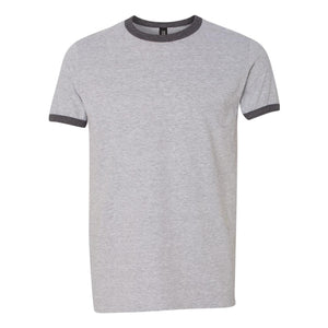 988 Anvil Lightweight Ringer T-Shirt Heather Grey/ Heather Dark Grey