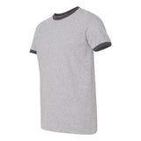 988 Anvil Lightweight Ringer T-Shirt Heather Grey/ Heather Dark Grey