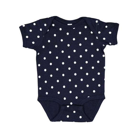 4400 Rabbit Skins Infant Baby Rib Bodysuit Navy/ White Dot