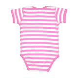 4400 Rabbit Skins Infant Baby Rib Bodysuit Raspberry/ White Stripe