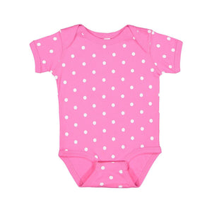 4400 Rabbit Skins Infant Baby Rib Bodysuit Raspberry/ White Dot