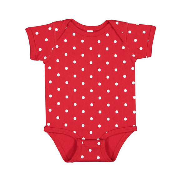 4400 Rabbit Skins Infant Baby Rib Bodysuit Red/ White Dot