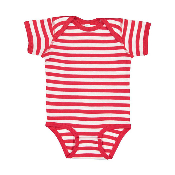 4400 Rabbit Skins Infant Baby Rib Bodysuit Red/ White Stripe