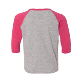 3330 Rabbit Skins Toddler Baseball Fine Jersey Three-Quarter Sleeve Tee Vintage Heather/ Vintage Hot Pink