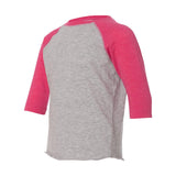 3330 Rabbit Skins Toddler Baseball Fine Jersey Three-Quarter Sleeve Tee Vintage Heather/ Vintage Hot Pink