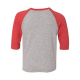 3330 Rabbit Skins Toddler Baseball Fine Jersey Three-Quarter Sleeve Tee Vintage Heather/ Vintage Red