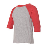 3330 Rabbit Skins Toddler Baseball Fine Jersey Three-Quarter Sleeve Tee Vintage Heather/ Vintage Red