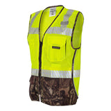 1523-1524 Kishigo Premium Brilliant Series® Mossy Oak Camo Class 2 Vest Lime (1523)