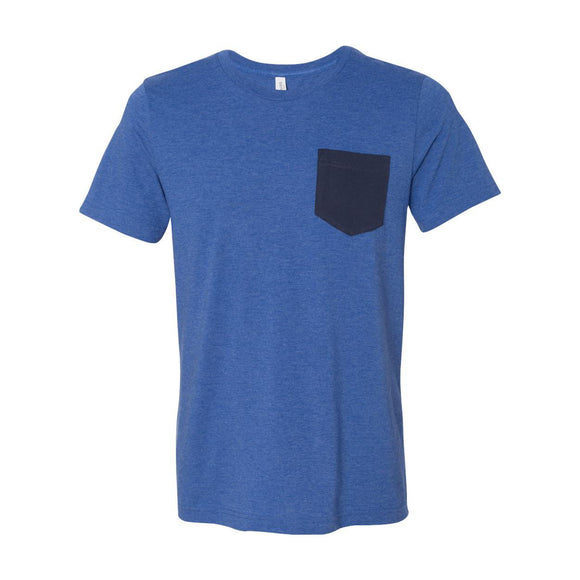 3021 BELLA + CANVAS Jersey Pocket Tee Heather True Royal/ Navy