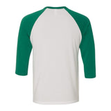 3200 BELLA + CANVAS Three-Quarter Sleeve Baseball Tee White/ Kelly