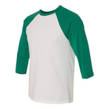 3200 BELLA + CANVAS Three-Quarter Sleeve Baseball Tee White/ Kelly