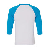 3200 BELLA + CANVAS Three-Quarter Sleeve Baseball Tee White/ Neon Blue