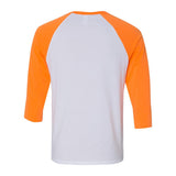 3200 BELLA + CANVAS Three-Quarter Sleeve Baseball Tee White/ Neon Orange