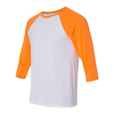 3200 BELLA + CANVAS Three-Quarter Sleeve Baseball Tee White/ Neon Orange