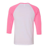 3200 BELLA + CANVAS Three-Quarter Sleeve Baseball Tee White/ Neon Pink