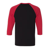 3200 BELLA + CANVAS Three-Quarter Sleeve Baseball Tee Black/ Red