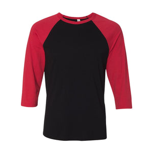 3200 BELLA + CANVAS Three-Quarter Sleeve Baseball Tee Black/ Red