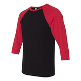 3200 BELLA + CANVAS Three-Quarter Sleeve Baseball Tee Black/ Red