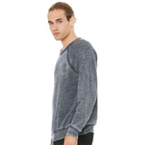 3901 BELLA + CANVAS Sponge Fleece Raglan Crewneck Sweatshirt Grey Acid Wash