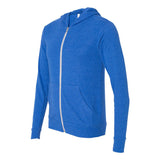 3939 BELLA + CANVAS Triblend Lightweight Full-Zip Hooded Long Sleeve Tee True Royal Triblend