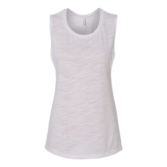 8803 BELLA + CANVAS Women's Flowy Scoop Muscle Tank White Slub