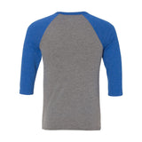 3200 BELLA + CANVAS Three-Quarter Sleeve Baseball Tee Grey/ True Royal Triblend