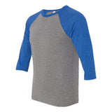 3200 BELLA + CANVAS Three-Quarter Sleeve Baseball Tee Grey/ True Royal Triblend