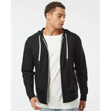 PRM90HTZ Independent Trading Co. Heathered French Terry Full-Zip Hooded Sweatshirt Black