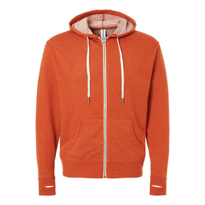 PRM90HTZ Independent Trading Co. Heathered French Terry Full-Zip Hooded Sweatshirt Burnt Orange Heather